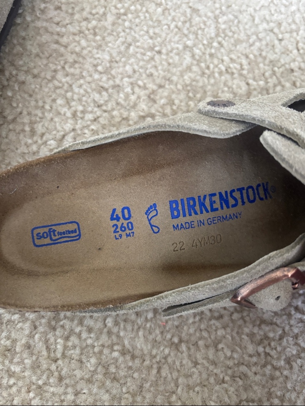 NIB Birkenstock Taupe Suede Boston BS Clog - Taupe - Size 40 US L 9 M 7 Regular - Picture 6 of 6